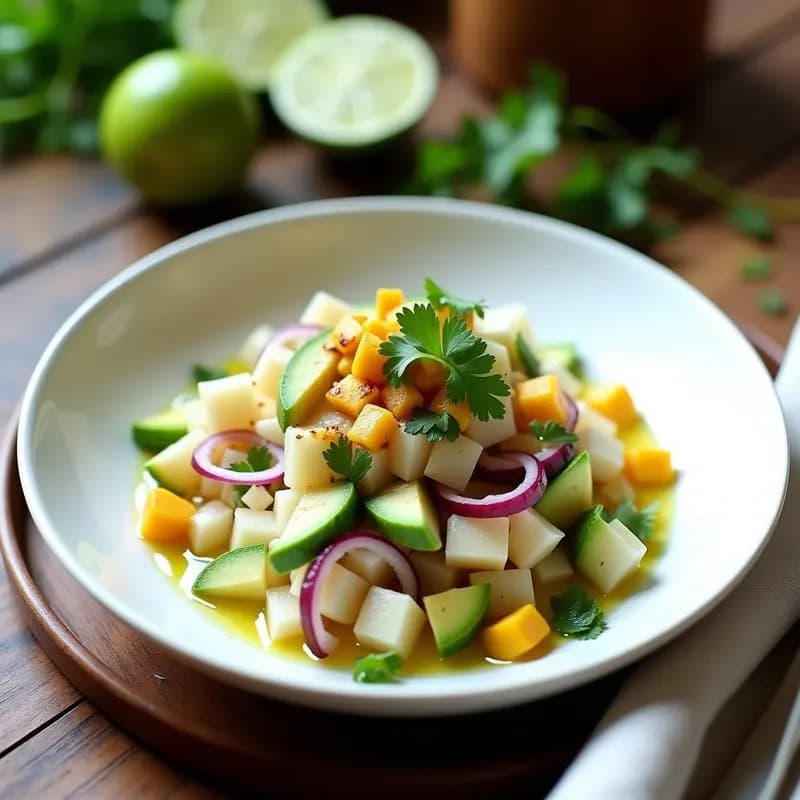 Ceviche Vegano de Corazón de Palma y Aguacate: Receta Peruana en 15 Minutos Sin Cocción
