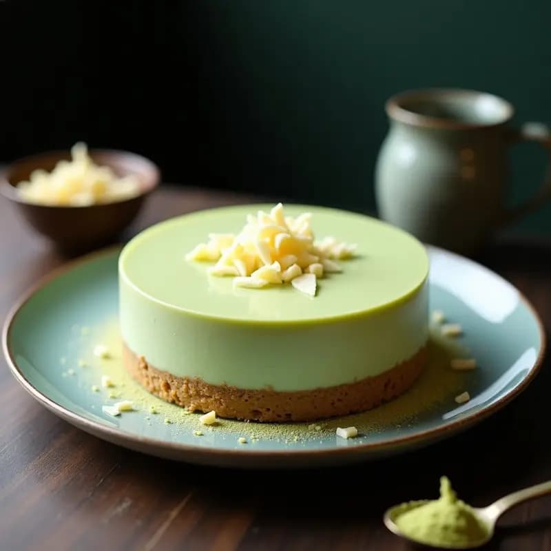 Cheesecake Japonés de Té Verde y Chocolate Blanco: Postre Sin Horno y Baja en Carbohidratos