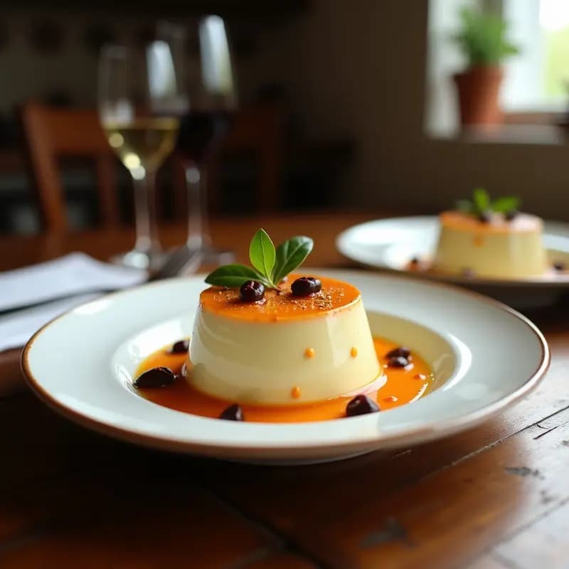 Cuenco blanco hondo con crema de espinacas esmeralda brillante, estilo Joel Robuchon, decorada con hilo de aceite de oliva virgen extra y hojas de espinaca fresca.