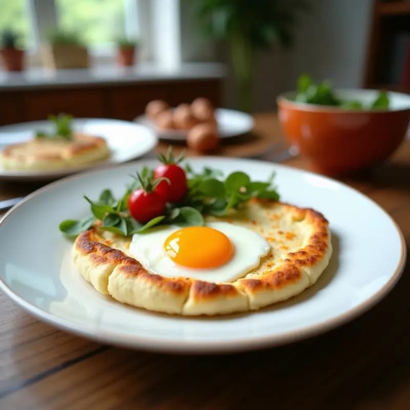 Crepes Suzette doradas y finas dobladas en cuartos, bañadas en una salsa espesa y brillante de Grand Marnier, con un toque de caramelo y cáscara de naranja. Plato elegante con fondo borroso de cocina francesa.
