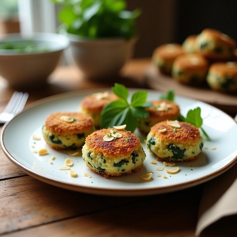 Croquetas de Espinacas y Queso de Almendras con Pan Panko de Coco: Aperitivo Vegano y Crujiente