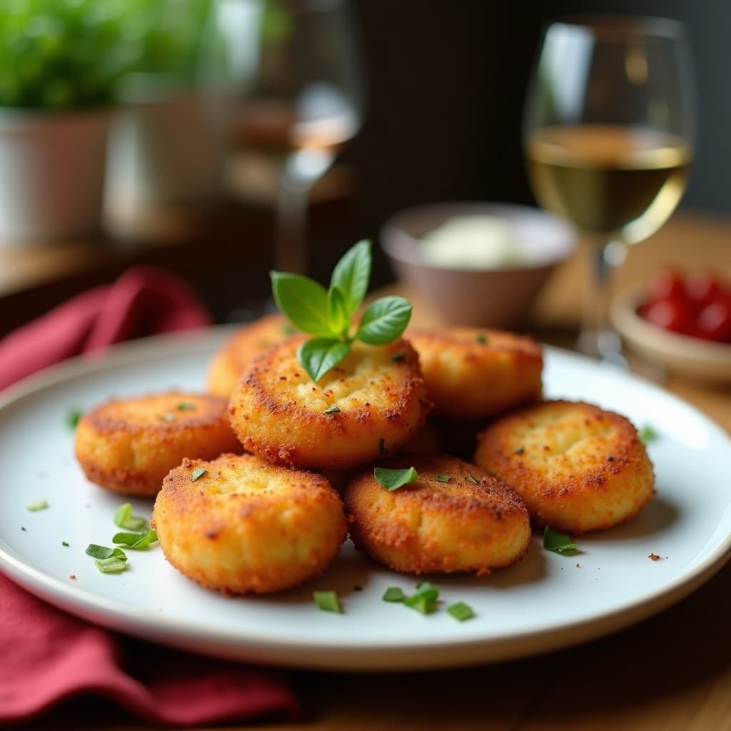 Croquetas doradas de espinacas y queso Halbumi en Airfryer sin rebozado, con semillas de sésamo negro, servidas en un plato blanco rústico con hojas de eneldo fresco y rodajas de limón confitado al lado.