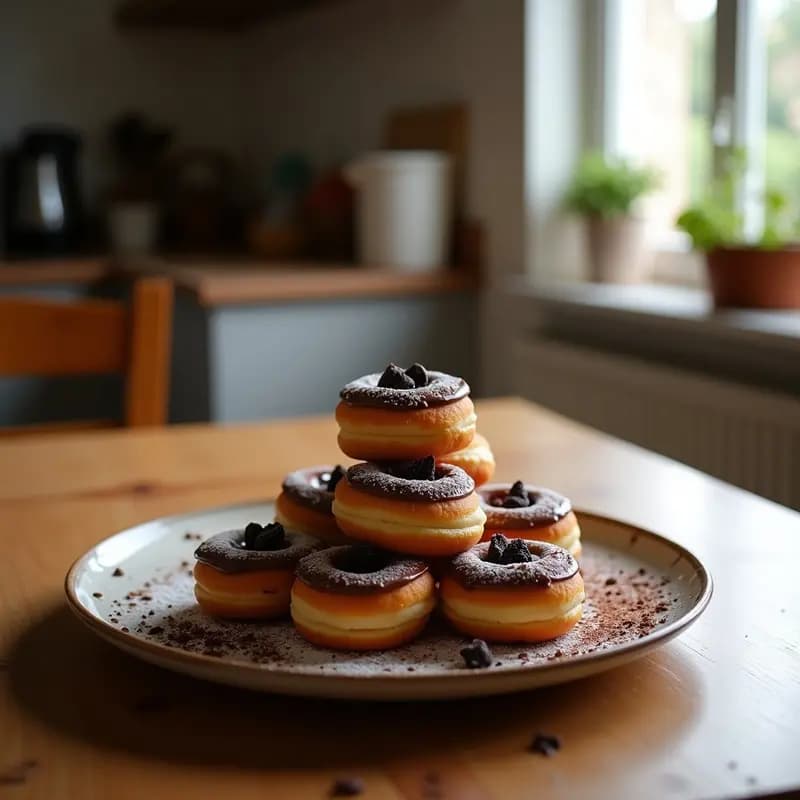 Donas Rellenas de Nutella y Bañadas en Chocolate con Virutas de Oreos: Postre para Desayunar como un Rey