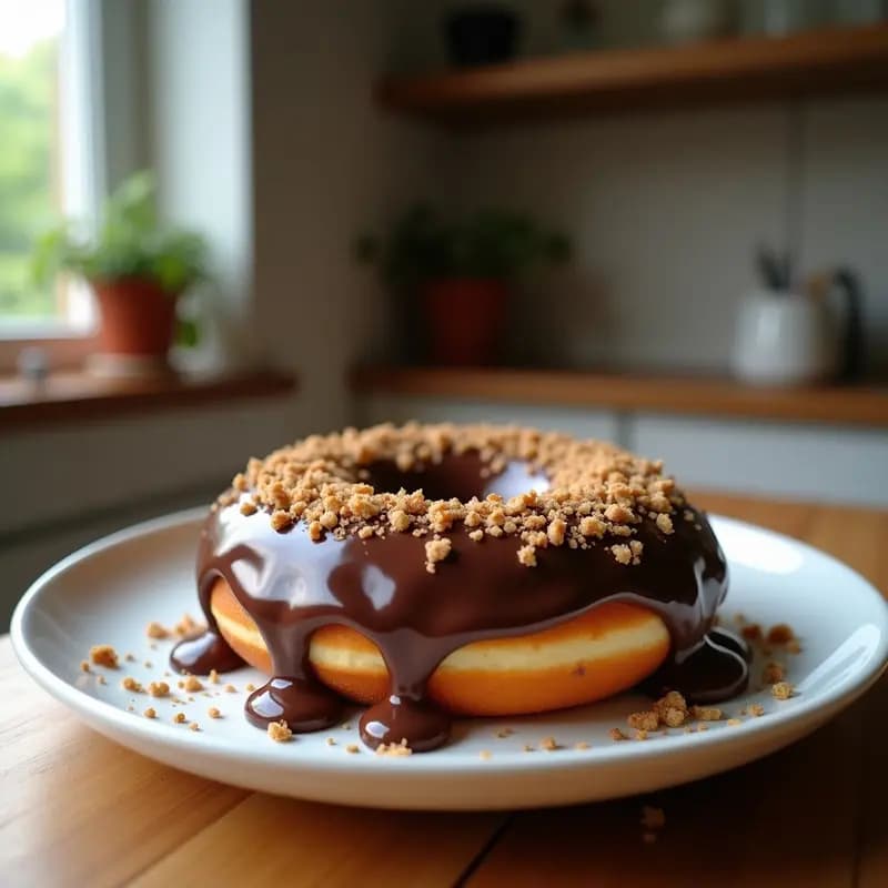 Donut de Chocolate Relleno de Nutella y Toppings de Oreos Trituradas: Postre que Desafía la Dieta