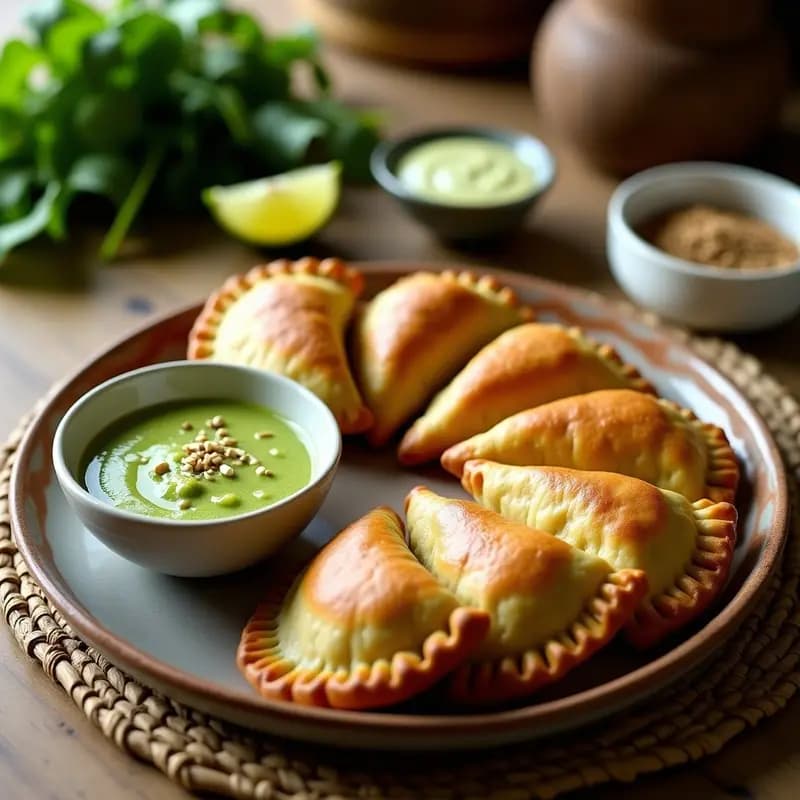 Empanadas de Plátano Macho y Espinacas con Salsa de Ajo Verde: Receta Dominicana Vegana