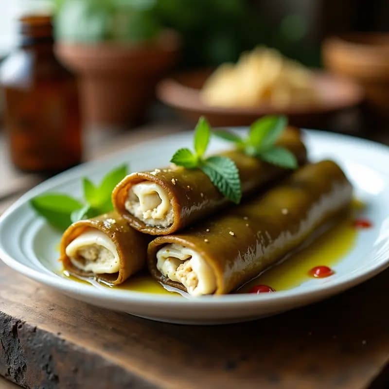 Empanadillas de Hoja de Parra con Queso de Anacardos y Piñones: Receta Turca Vegana y Crujiente