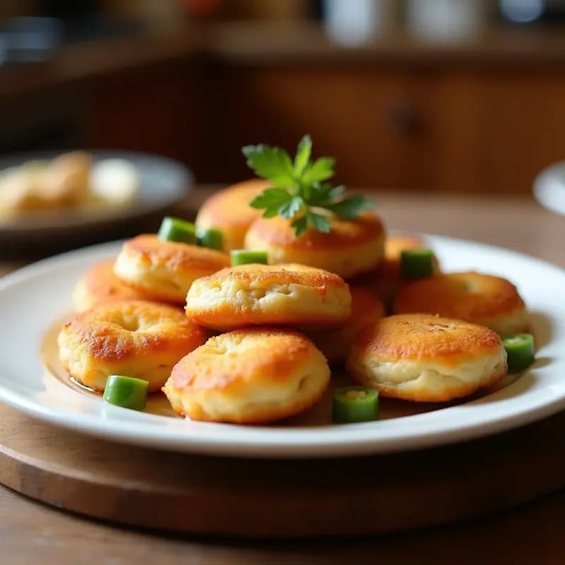Empedanillas de atún y pimientos fritas, doradas y crujientes, dispuestas en un plato de barro rústico con rodajas de limón y perejil fresco. Tapas andaluzas tradicionales con relleno jugoso de atún, pimientos asados y cebolla.