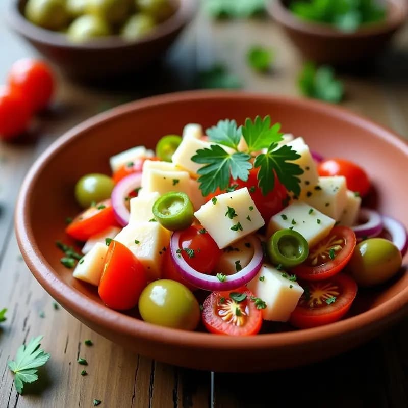 Ensalada de Bacalao Desalado con Tomate y Aceitunas: Tapa Fresca sin Cocción