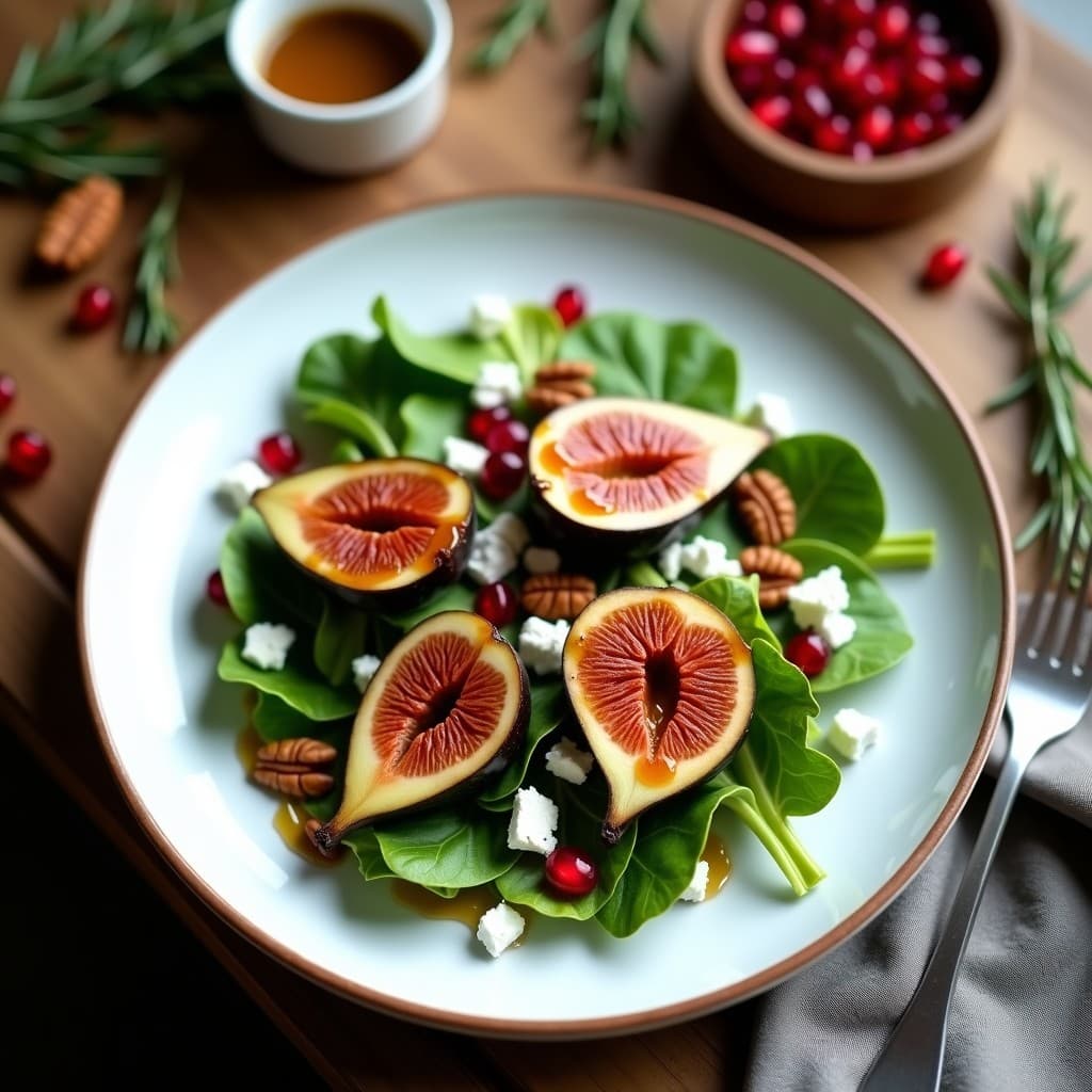 Ensalada de Canónigos con Higos Asados y Vinagreta de Mostaza: Receta de Otoño en 15 Minutos