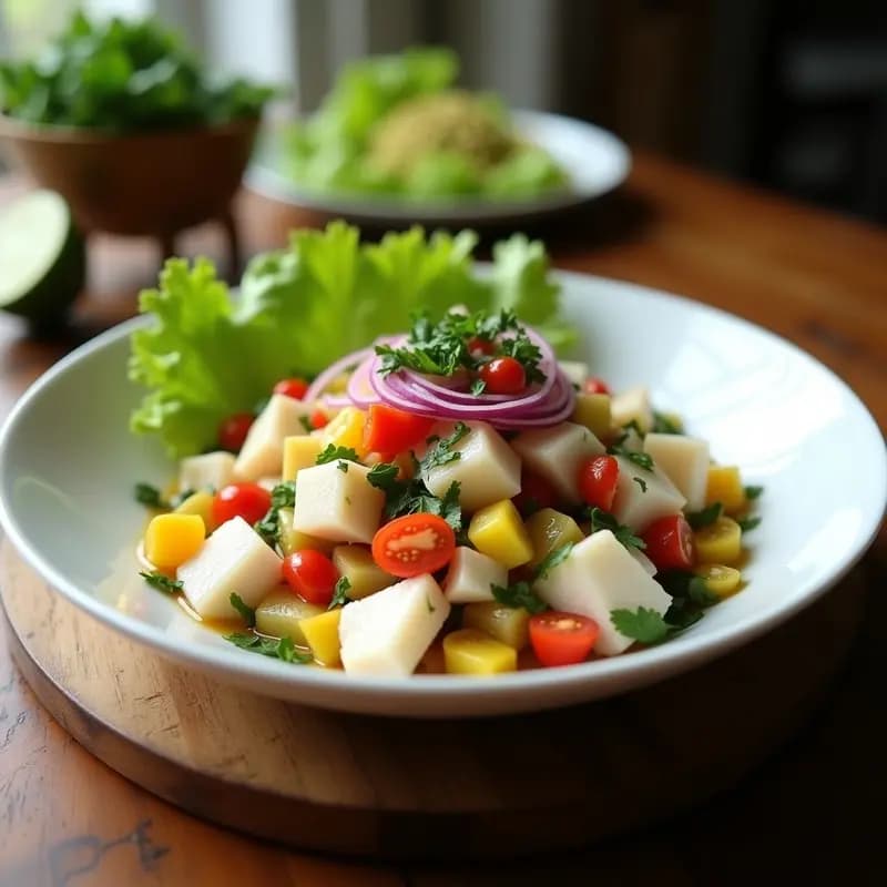 Ensalada de Ceviche Peruana con Palmitos al Corazón: Receta Fresca y Sin Cocción