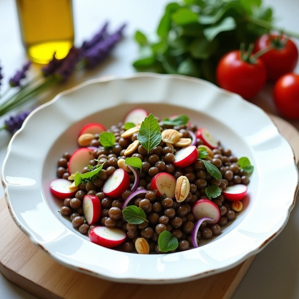 Ensalada de Lentejas Belgian con Rábanos y Vinagreta de Mostaza Dijon: Receta Francesa Sin Cocción