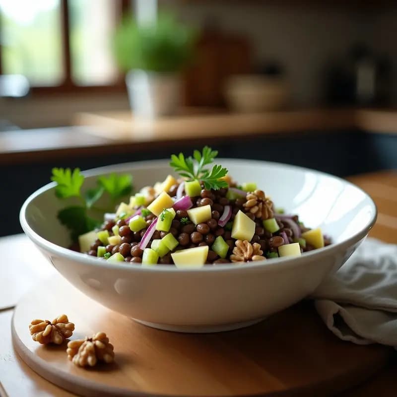 Ensalada de Lentejas Beluga y Manzana Verde: Receta con Aliño de Mostaza y Miel