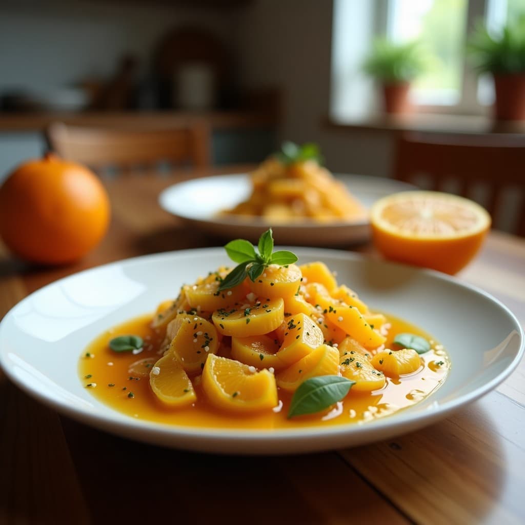 Ensalada peruana de samen y amaranto inflado con espinacas baby, rábanos morados y cebolla juliana, bañada en vinagreta de naranja sanguina. Decorada con cilantro fresco y semillas de sésamo negro tostadas sobre un plato de cerámica blanca.