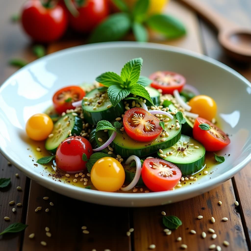 Ensalada de Spirulina, Pepino y Tomate Cherry: Receta Superfood Vegana y Crudivegana