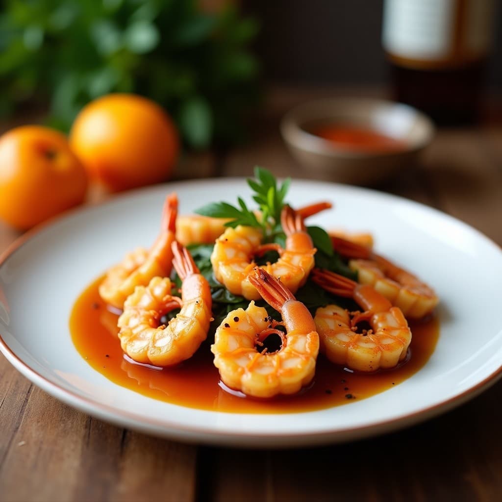Plato blanco alargado con brotas de espárragos trigueros al vapor, bastones de apio, vinagreta de naranja sanguina y vinagre balsámico, decorado con cebollino y semillas de amapola, entrante francés sin aceite.