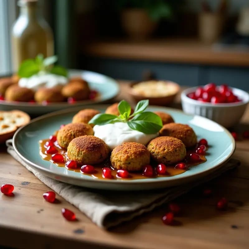 Falafel al Horno con Salsa de Yogur de Coco y Granada: Receta Libanesa Keto y Sin Aceite