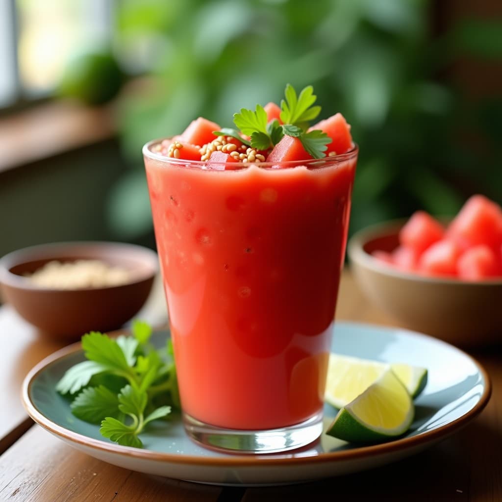 Gazpacho de Sandía y Jitomate con Chile de Árbol: Receta Mexicana Refrescante Sin Cocinar