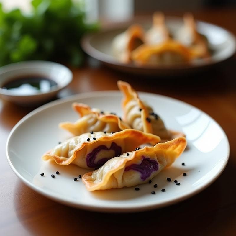 Gyoza de Hongos Ostra y Repollo Morado: Receta Japonesa en Airfryer Sin Freír