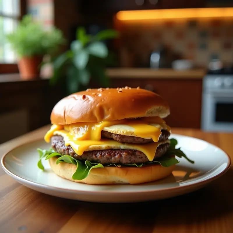 Hamburguesa de Doble Carne con Queso Americano, Huevos y Panceta: Receta para Carnívoros
