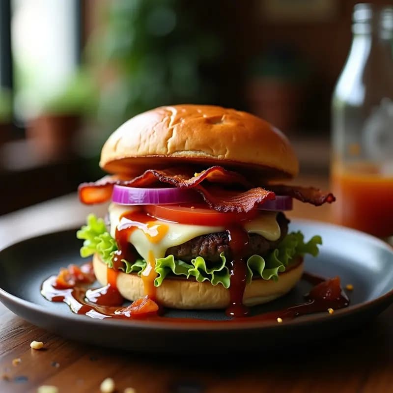 Hamburguesa con Queso Azul y Bacon: Receta con Salsa BarbacoaCasera en 20 Minutos