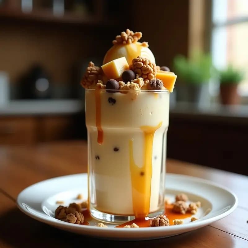 Helado de Cookie Dough con Pedazos de Cheesecake y Salsa de Caramelo: Postre que Te Transporta al Paraíso