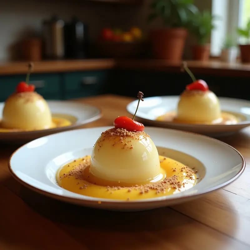 Helado de zarzamora y chía con sirope de yacón servido en un bol de cerámica blanca, con textura cremosa y vetas moradas, decorado con semillas de chía y un hilo de sirope dorado, sobre fondo rústico de madera.