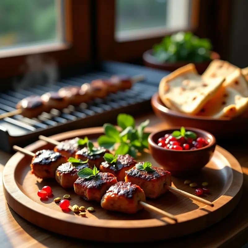 Kebabs de Cordero con Especias Persas y Salsa de Granados: Receta en Grill para Fiambres