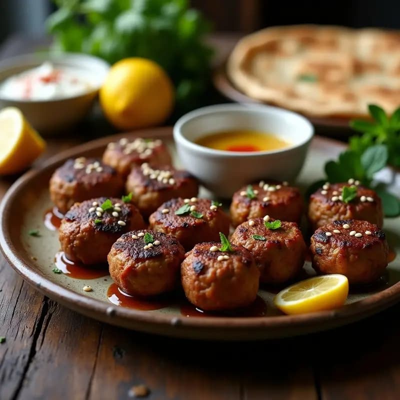 Kofta de Cordero con Especias y Mentas: Brochetas Árabes en Grill
