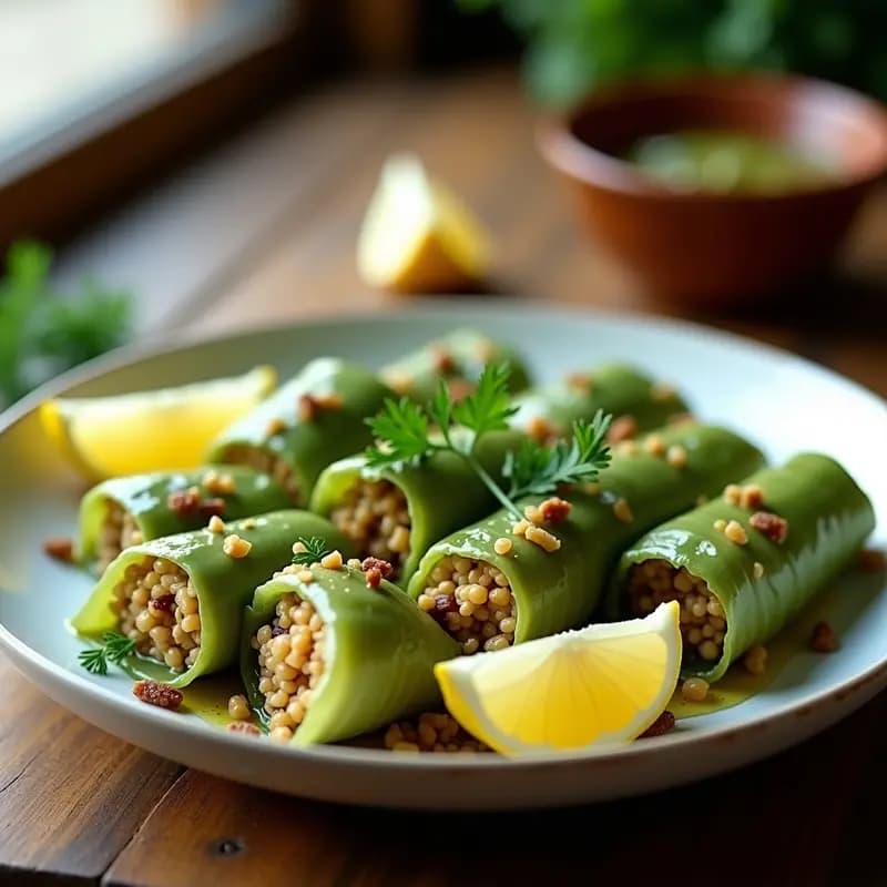 Lahana Dolmas: Hojas de Repollo Rellenas de Arroz y Hierbas Griegas Veganas