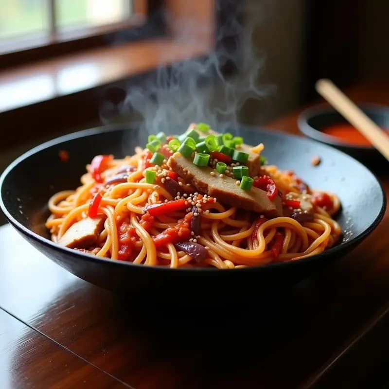 Majeun de Cerdo con Kimchi y Fideos de Arroz: Receta Coreana Picante en Wok