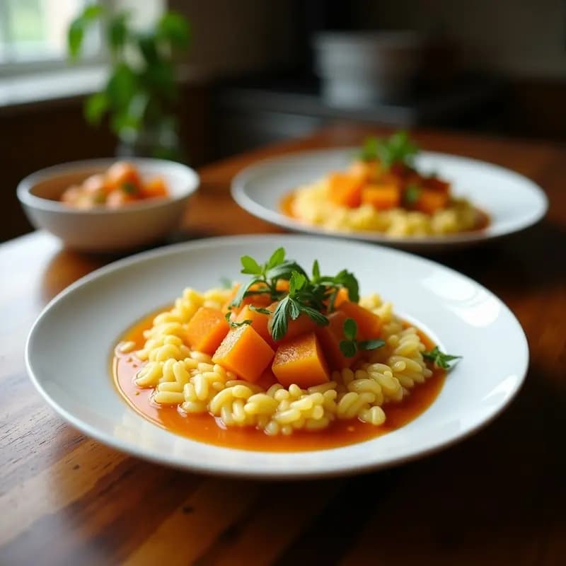 Frasco de vidrio transparente con moju de limón y naranja, salsa cubana ambarina con trozos de cebolla morada, ajo y cilantro fresco, sobre fondo rústico de madera con rodajas de limón y naranja.