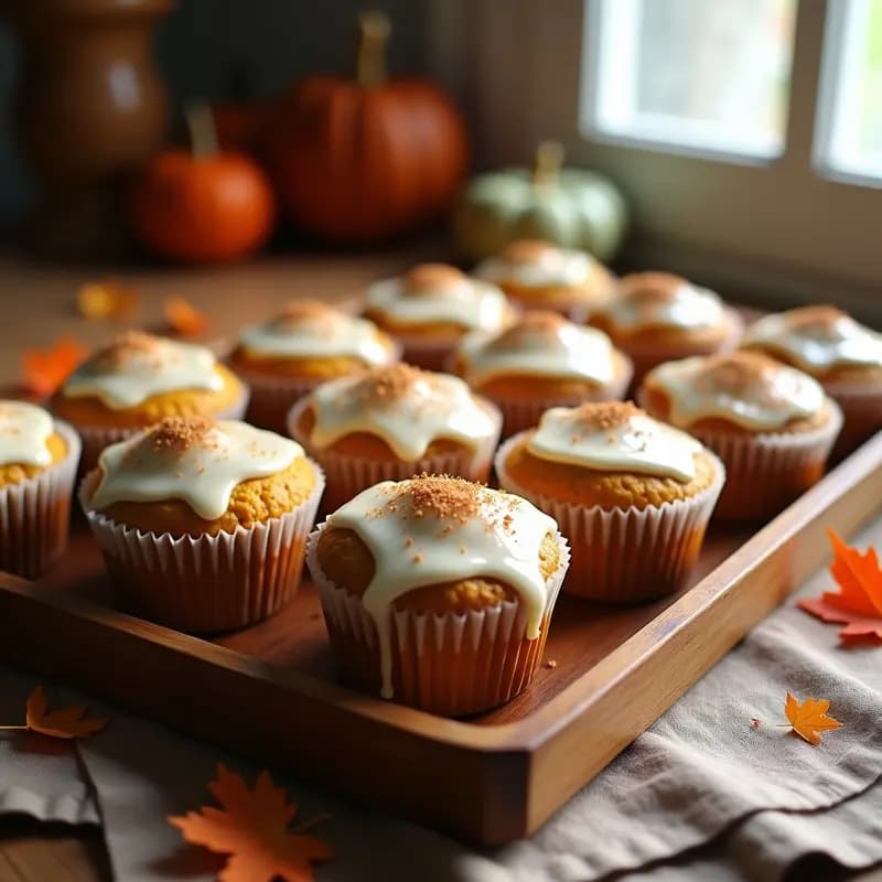 Muffins de Calabaza y Especias con Glaseado de Cream Cheese Vegano: Postre Otoñal Sin Gluten