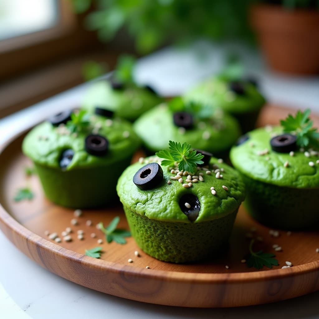 Muffins Salados de Espirulina y Queso de Anacardos: Receta Sin Horno con Toque Superfood