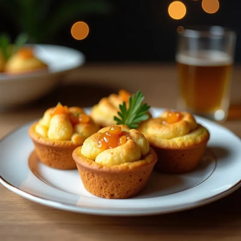 Muffins salados dorados de harina de almendra con topping de olive tapenade negra, servidos en bandeja de madera rústica con tomillo fresco y aceitunas al lado, receta keto provenzal.