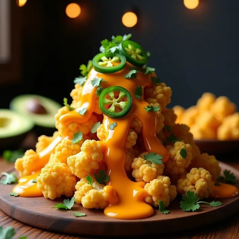 Nachos de Coliflor con Queso Vegano y Jalapeños: Snack Mexicano Keto en Airfryer