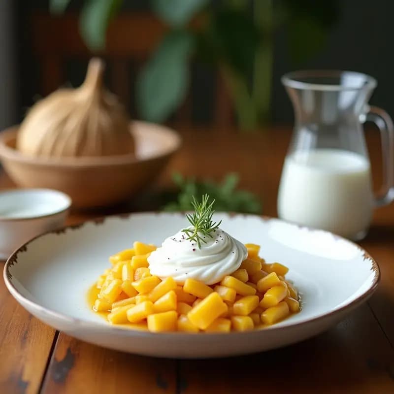 Panna Cotta cremosa y blanca en copa de cristal con salsa de frutos del bosque rojos y decoración de pistachos fileteados, postre persa sin lácteos.