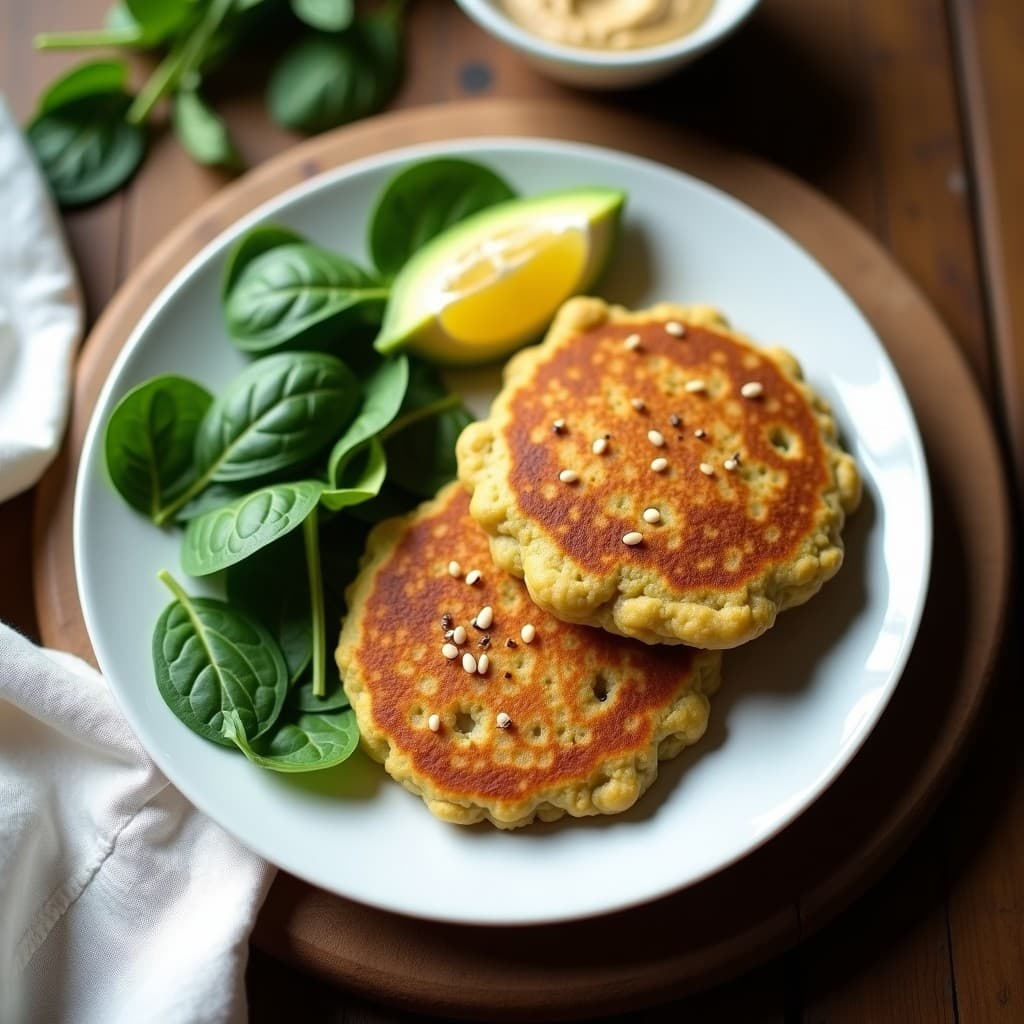 Panqueques de Harina de Garbanzo con Espinacas: Desayuno Vegano y Sin Gluten