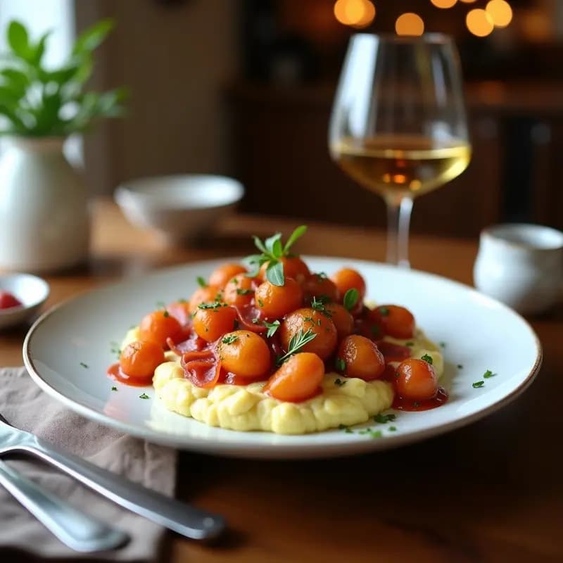 Papas Bravas con Alioli de Trufa y Jamón Serrano: Versión Gourmet del Clásico Español