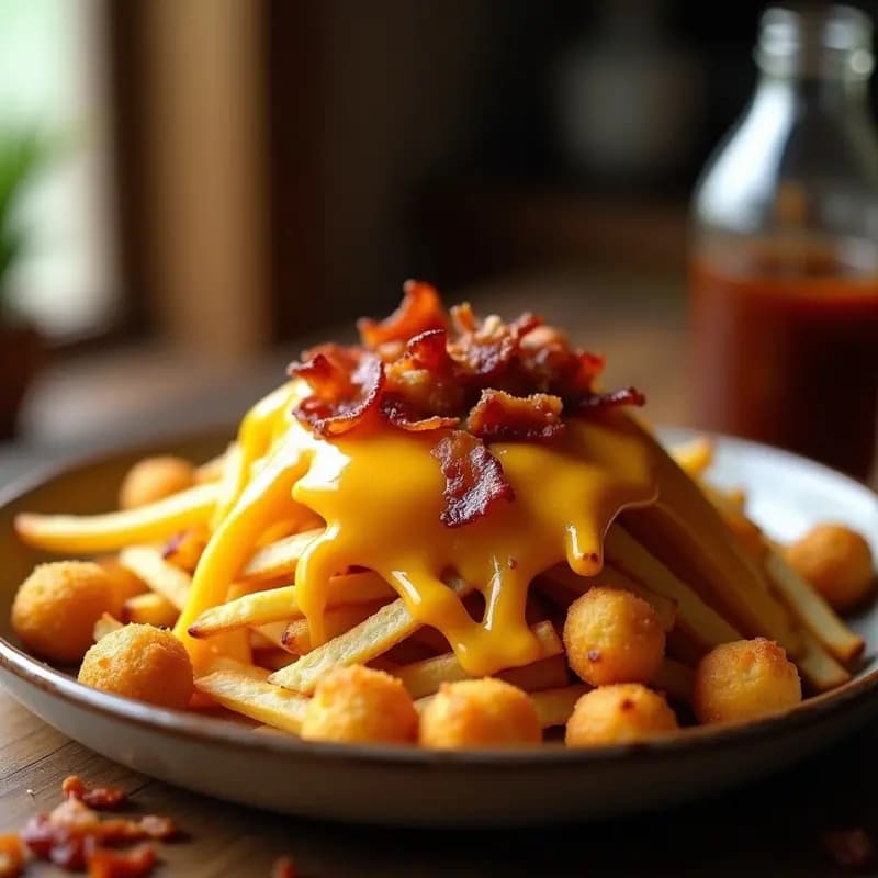 Papas Fritas con Queso Cheddar Derretido y Tocino Crujiente: Receta de Comida Reconfortante en Airfryer