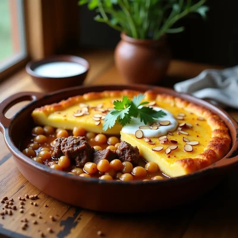 Pastel de Papa Kabuli: Estofado Afgano de Cordero con Garbanzos y Yogur