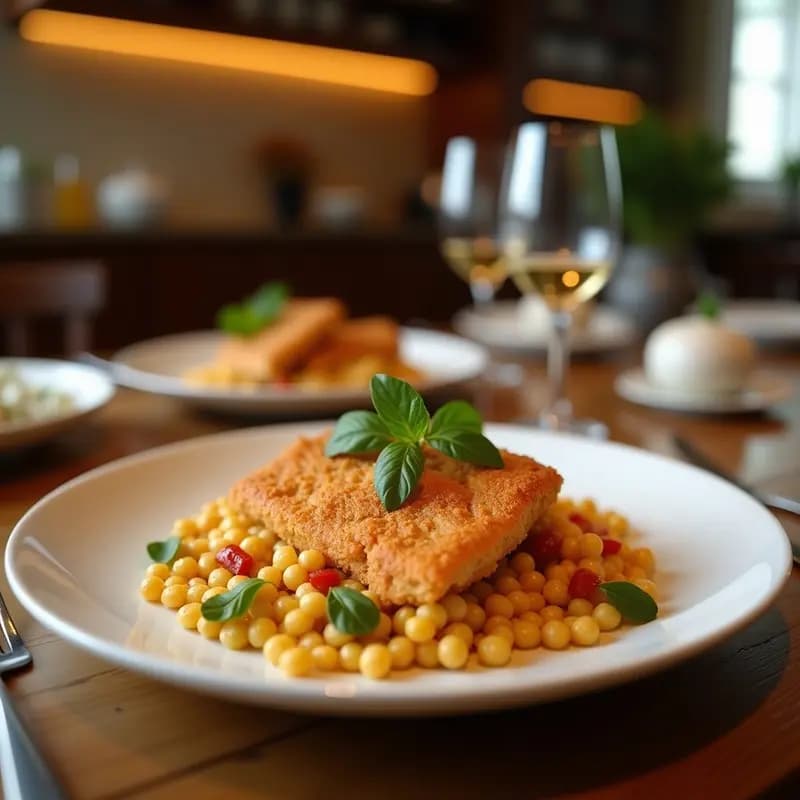 Plato de pescaíto frito andaluz con harina de garbanzo, filetes de boquerón y calamar dorados y crujientes, servidos sobre papel de estraza con gajos de limón y perejil fresco. Receta española sin gluten.