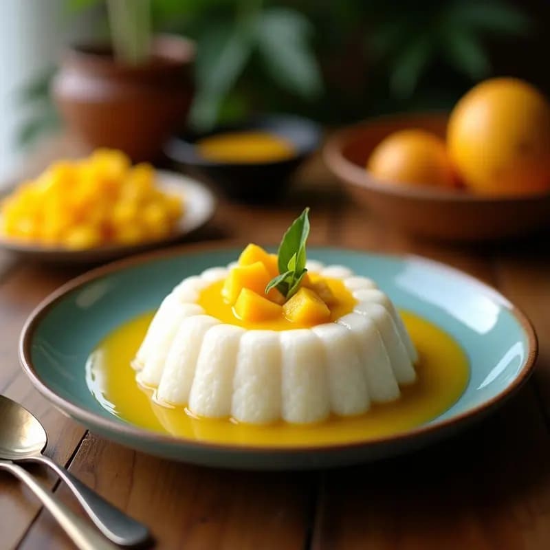 Puding de Tapioca con Leche de Coco y Mango: Postre Brasileño Sin Horno