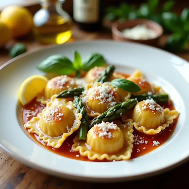 Ravioli de Ricotta y Espárragos Trigueros con Salsa de Walnut: Receta Italiana Ligera en Airfryer
