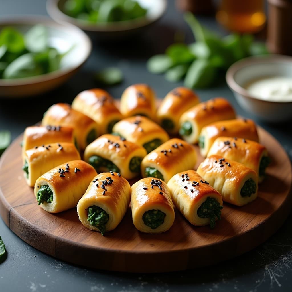Rollitos de Hojaldre con Crema de Espinacas y Queso de Anacardos: Aperitivo Vegano en 15 Minutos