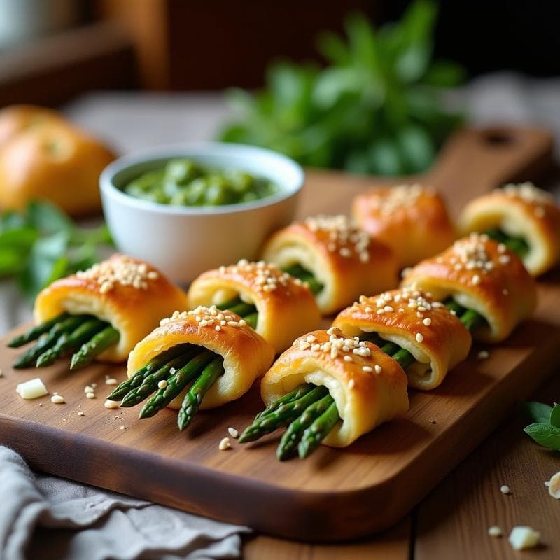 Rollitos de Hojaldre de Espárragos Trigueros y Pesto de Rúcula: Entrante Rápido en Airfryer