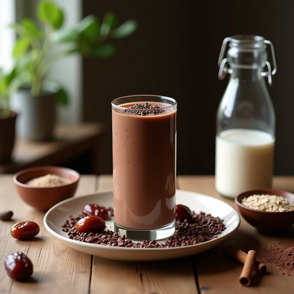 Smoothie de Cacao y Pasta de Dátiles: Bebida Energética Sin Azúcar para Pre-Entrenamiento