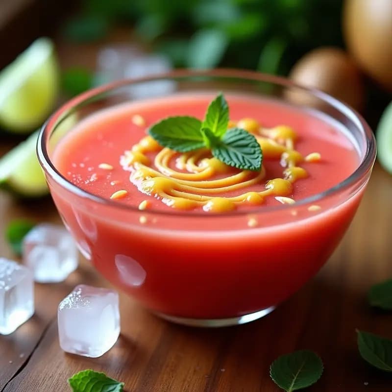 Sopa Fría de Sandía, Pepino y Mentha con Virutas de Jengibre: Gazpacho Veraniego