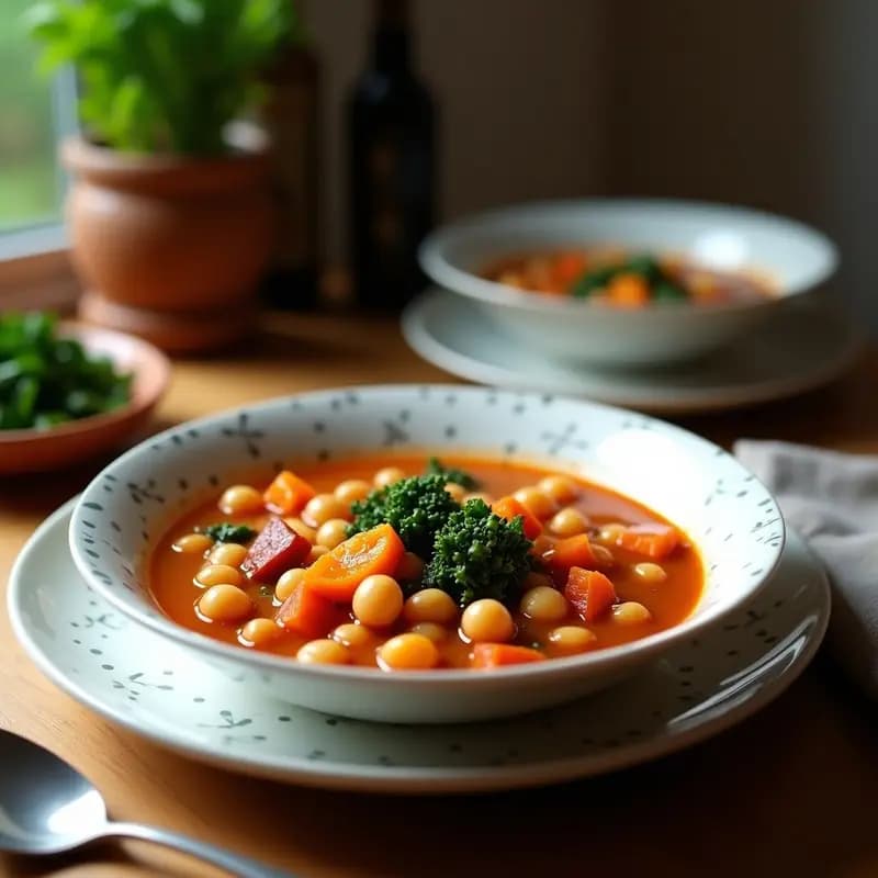 Sopa Minestrone con Garbanzos y Kale: Receta Italiana en Olla Rápida Sin Gluten