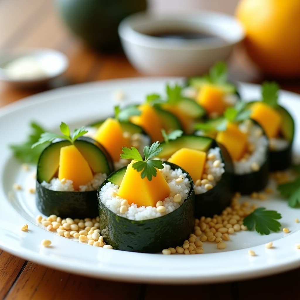 Sushi de Mango y Alpiste: Receta Vegana Sin Arroz con Toque Tropical en 15 Minutos