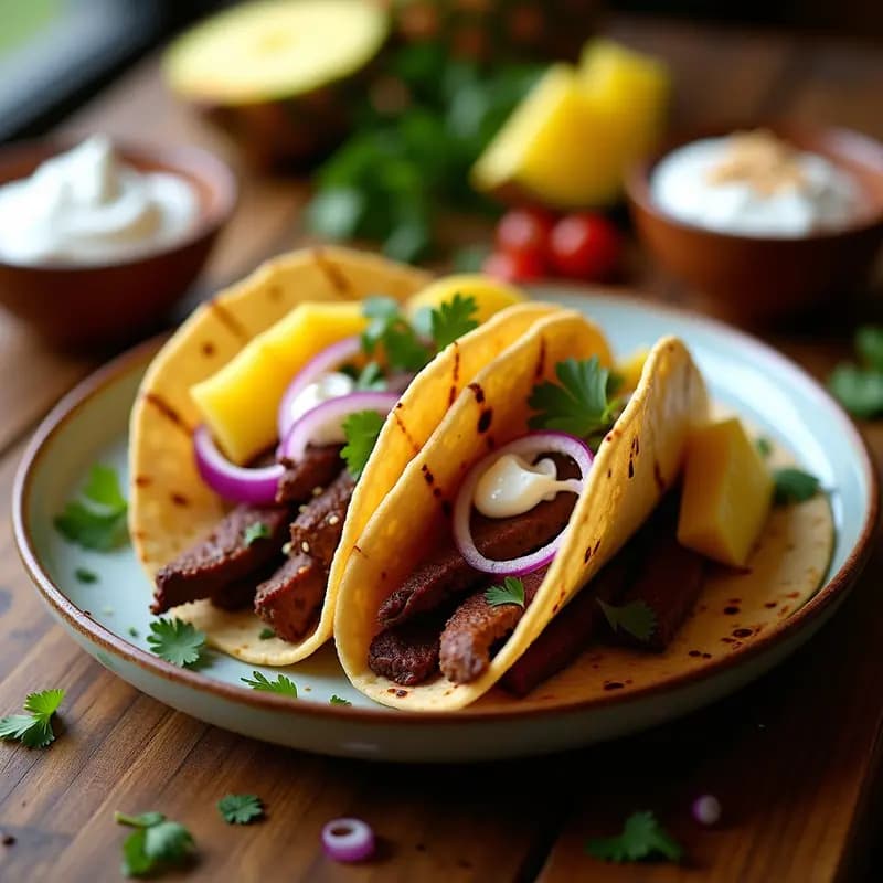 Tacos Árabes de Carne de Res y Piña: Receta Fusion Mexicano-Libanesa en 20 Minutos